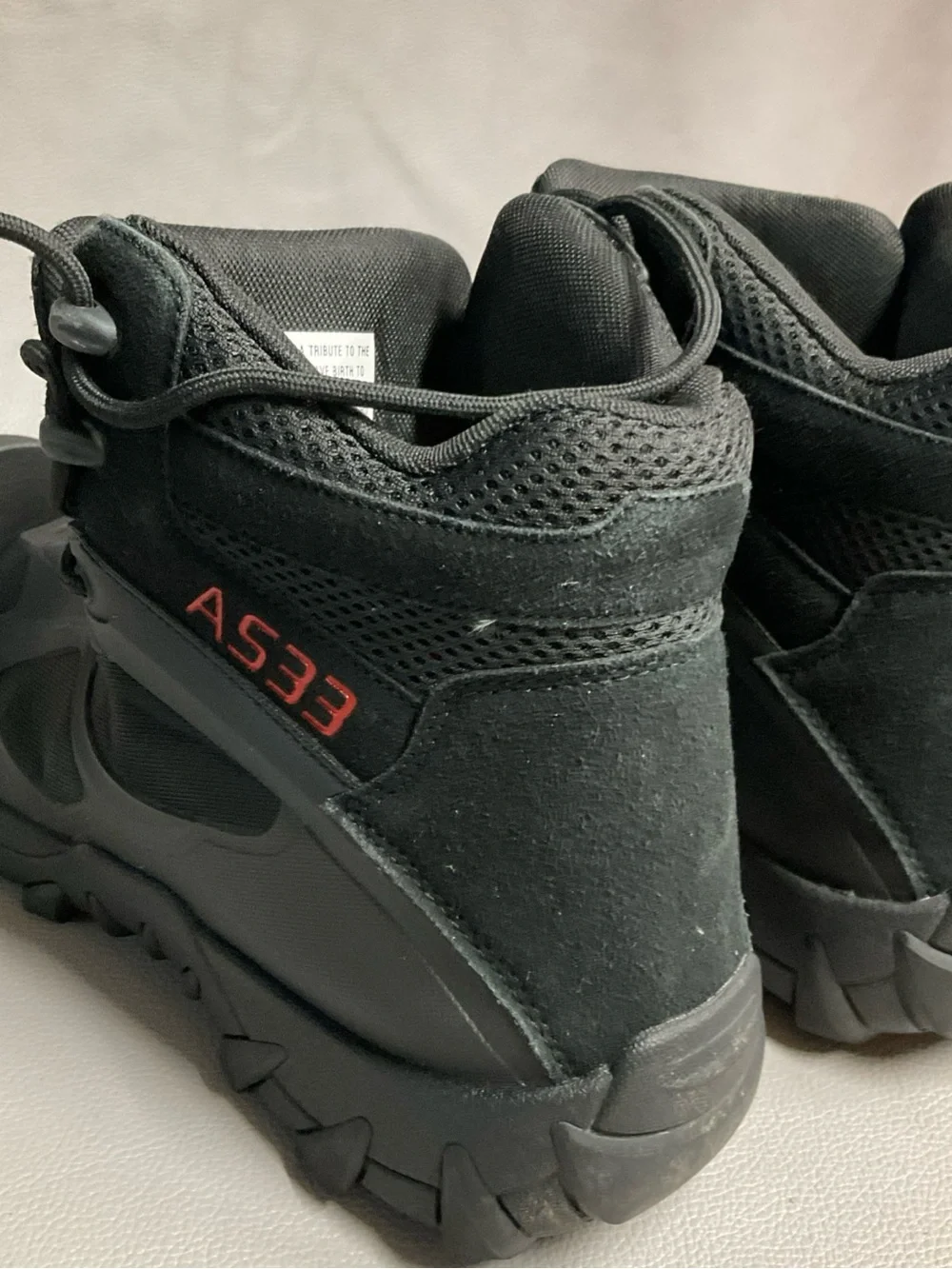 All-Black Tactical Hiking Boots with Red Accent